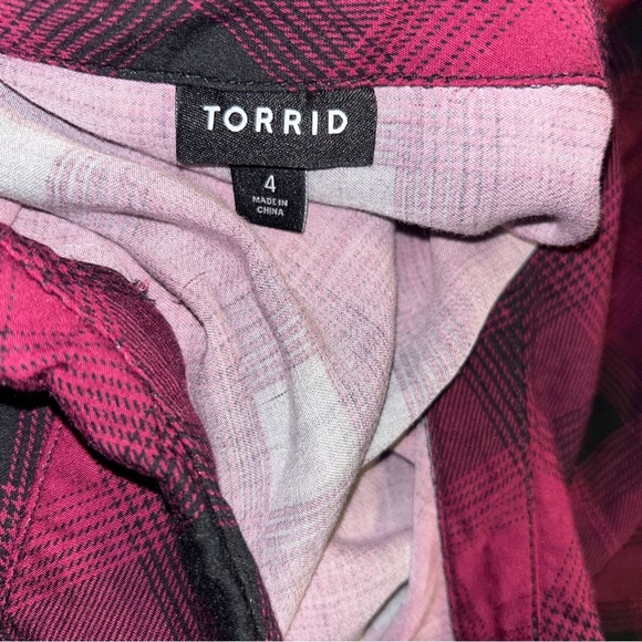 Torrid Mini Challis Collared Shirt plaid Dress 4x 26 - Picture 5 of 5